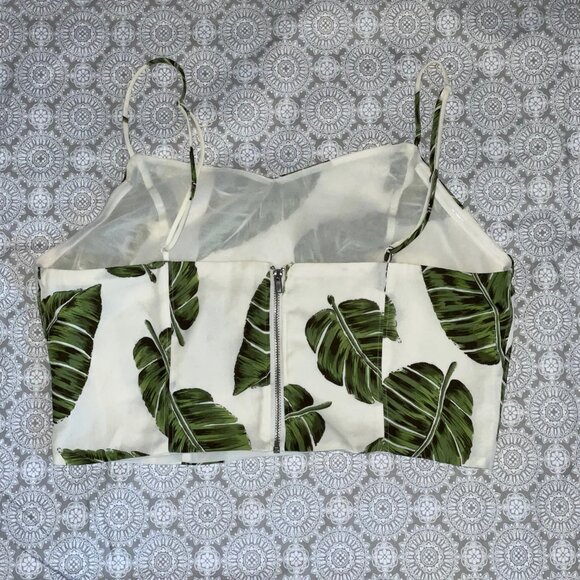 Tropical Palm Croptop Zipper Back by Gilli - Size L - Picture 4 of 7